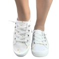 thumbnail image 7 of Women Daisy Floral Print Canvas Sneakers, Lightweight Breathable Lace Up Walking Flats Non Slip Rubber Sole Casual Daily Shoes, 7 of 7