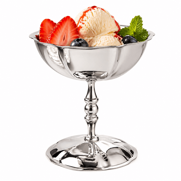 Stainless Steel Dessert Cup 4.4oz (130ml), Footed Ice Cream Bowl, Shatterproof Mini Serving Cup for Desserts, Snacks, Sauces, Portion Control & Party Table Decor