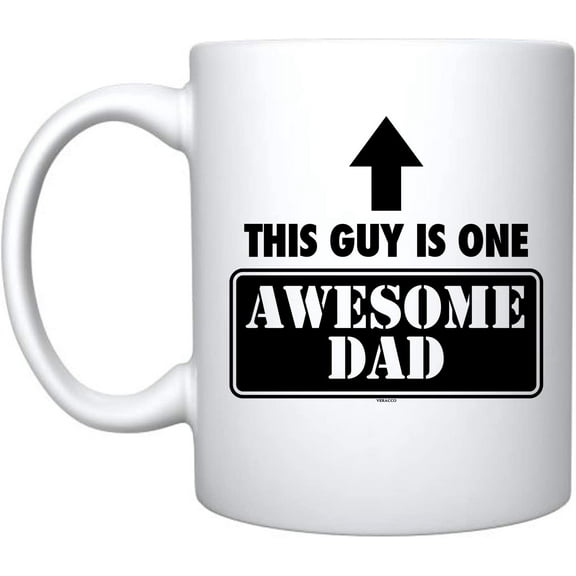 This GuyIs One Awesome Dad White Ceramic Coffee Mug Funny Father's Day Birthday Gifts For New Dad Daddy Stepdad (White, Ceramic)