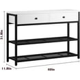 thumbnail image 3 of Console Table with 2 Drawers, 40 Inch Sofa Table with 3-Tier Storage Shelves, Vintage Hallway Foyer Table Entryway Table, White, 3 of 6