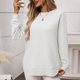 thumbnail image 3 of vigerkar Womens Tops Crewneck Long Sleeve Waffle Knit Solid Color Shirts Loose Casual Tunic Tops (White, XXL), 3 of 4