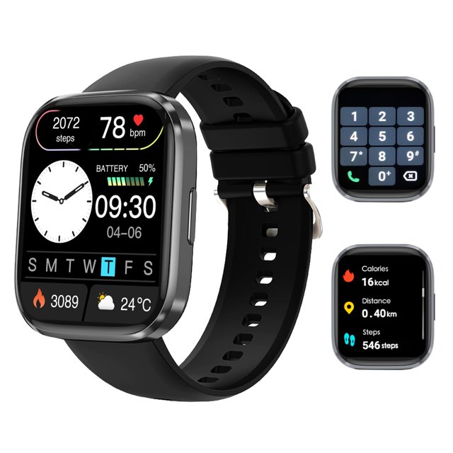 Lostrain Reloj Inteligente Hombre y Mujer,Smartwatch Deportivo 1.96" HD Pantalla táctil con Llamada Bluetooth,Pulsera Inteligente Impermeable Monitor De Frecuencia Cardíaca/SPO2/Presión Arterial