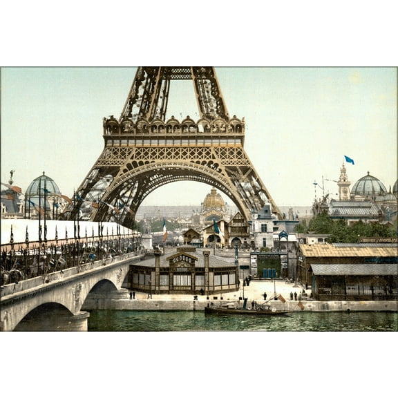 24"x36" Gallery Poster, Eiffel Tower and view of worlds fair 1900, Paris, France