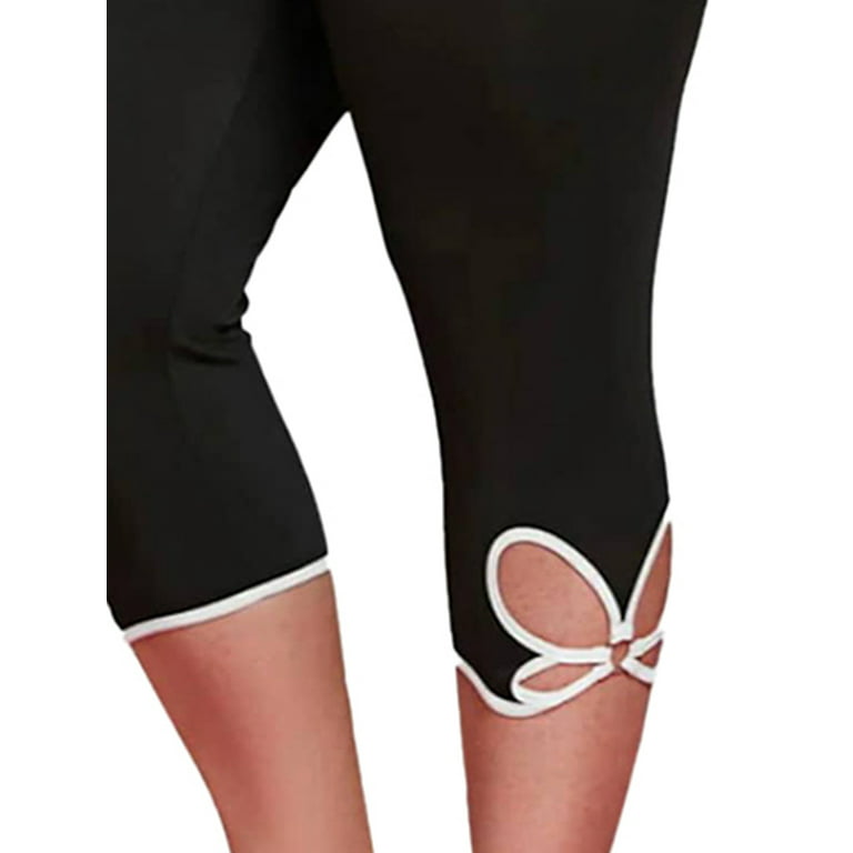 Women's Capri Calf Length Color Leggings-Black