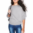 thumbnail image 4 of Baqcunre Long Sleeve T Shirt Women's Spring And Autumn Leisure Off Shoulder Long Sleeve Collar High Waist Collar T Shirt Top Pullover Sweater Crewneck Sweatshirts Womens Fall Tops Grey M, 4 of 6