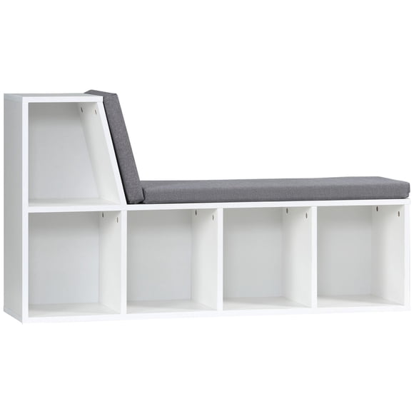 Grey 5-Cube Bookcase with Reading Nook & Storage Shelves - Modern Small Bookshelf for Living Room, Bedroom, Office - 42.5” L x 11.8” W