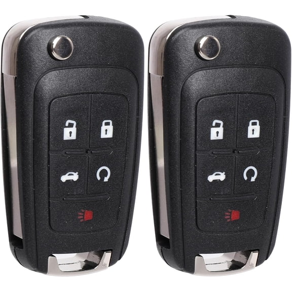 2Pcs Key Fob Replacement for Chevy Equinox Camaro Impala Cruze Sonic Malibu Terrain Buick Regal Verano Encore 2010-2019 Keyless Entry Remote Flip Key Fob (OHT01060512, 5 Buttons)