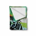 thumbnail image 2 of Tiger Soft Flannel Fleece Blanket, Abstract Drawing of a Bengal Tiger Under Leaves on Lively Colored Background Predator, Cozy Plush for Indoor and Outdoor Use, 50" x 70", Multicolor, by Ambesonne, 2 of 6