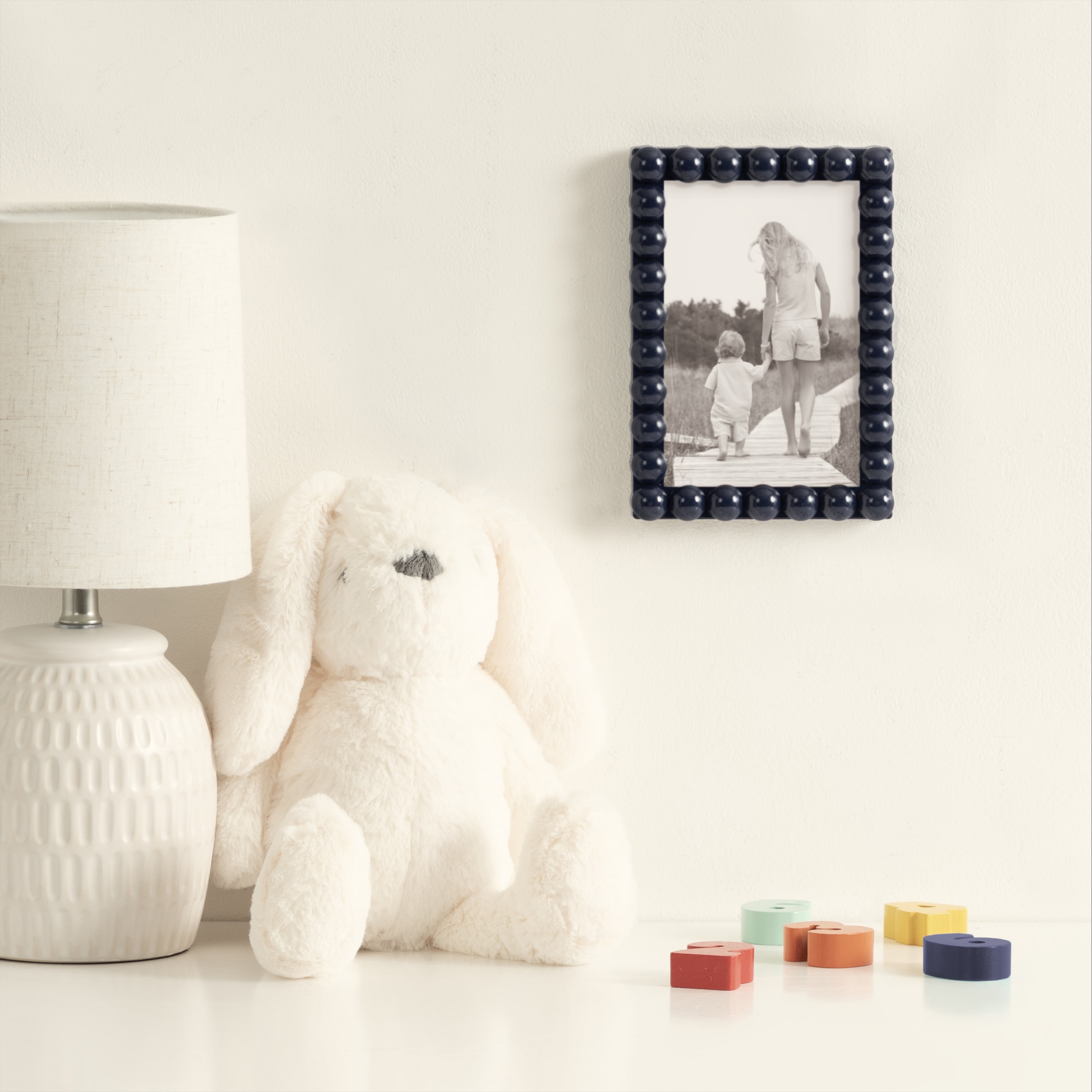 DesignOvation 4x6 Beaded Navy Decorative Tabletop Picture Frame