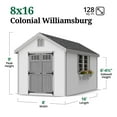 thumbnail image 3 of Little Cottage Co. 8x16 Colonial Williamsburg Shed with Operable Windows, Outdoor Wood Storage Do-It-Yourself Precut Kit, 3 of 13