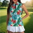 thumbnail image 4 of Uorisanigo Tropical Flowers Hiking Running Workout Tops for Women Relaxed Sleeveless Women's Dry-Fit Golf Shirts Versatile Quarter Zip Workout Tank Tops Size XS, 4 of 7