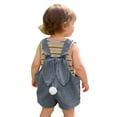 thumbnail image 3 of XIMIN Baby Boys Girls Denim Overall Shorts - Loose Fit Jean Overall Shorts with Pockets Denim Shortalls for Summer, 3 of 9
