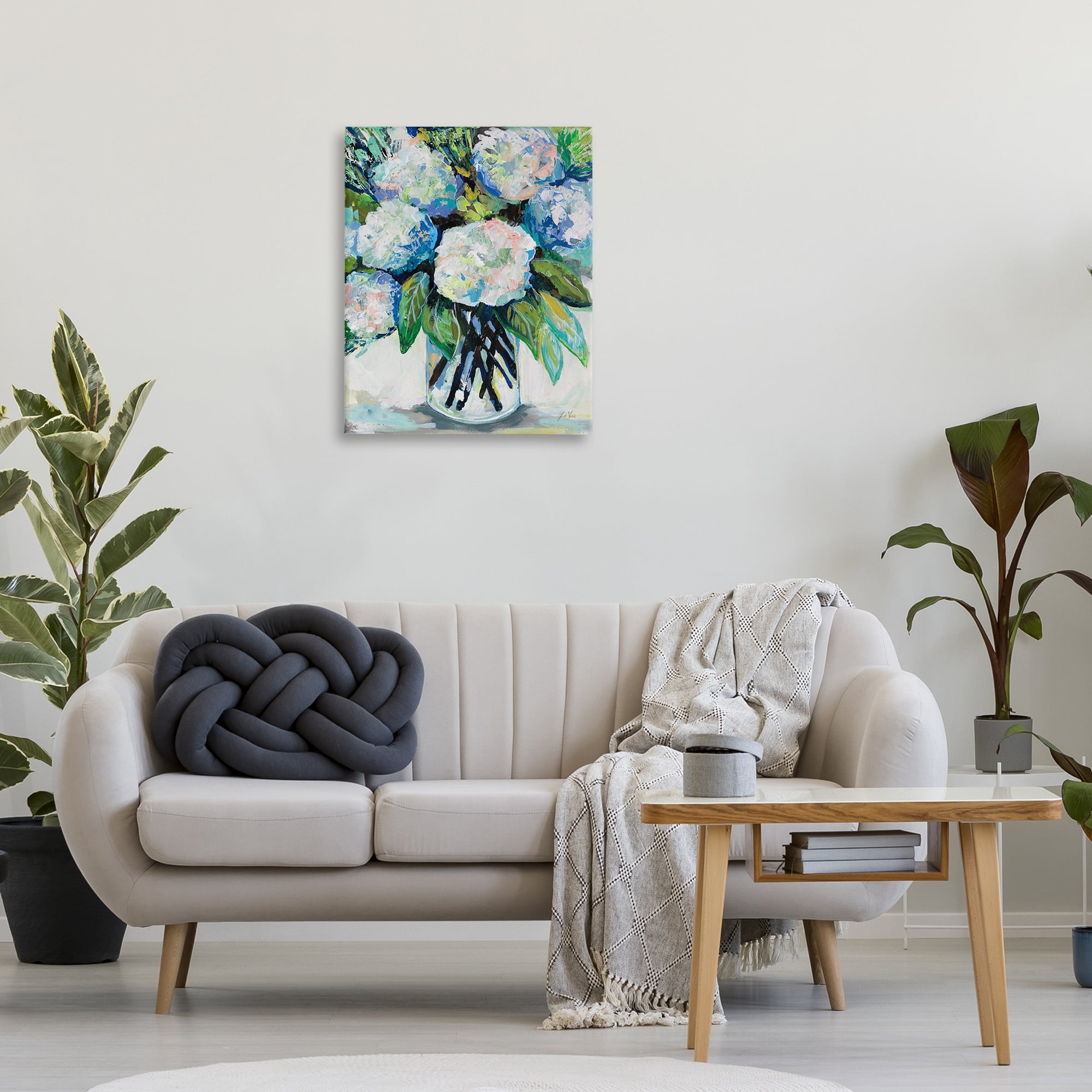 Stupell Industries Abundant White Hydrangeas Botanical & Floral Painting Gallery Wrapped Canvas Art Print Wall Art, 24 x 30