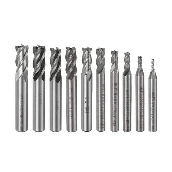 Carbide End Mills Set 4-Flute 2mm 3mm 4mm 5mm 6mm 7mm 8mm 9mm 10mm 12mm HSS Milling Cutter Bits Tool for Aluminum