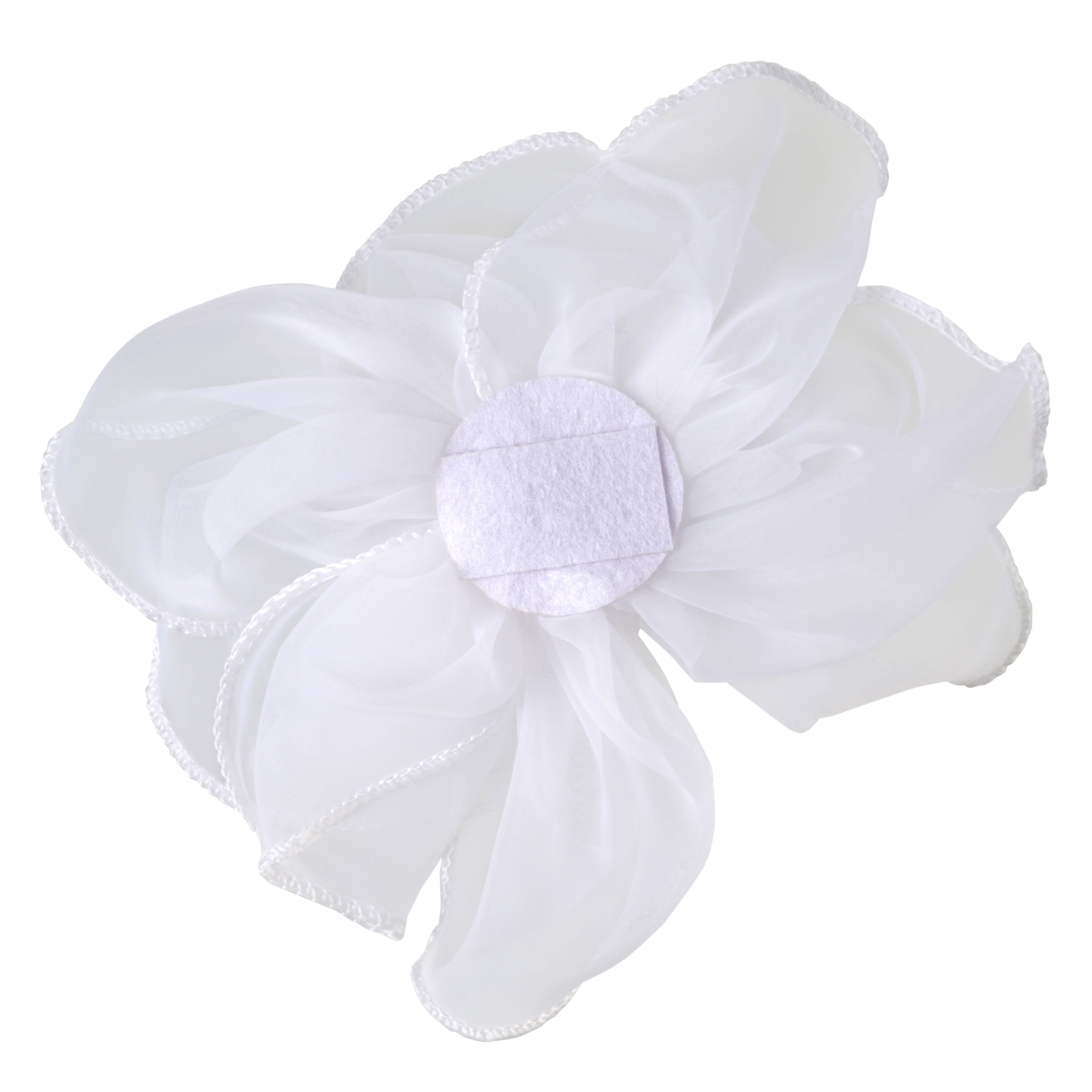 Offray White Large Sheer With Gem Center Flower Embellishment, 1 Each