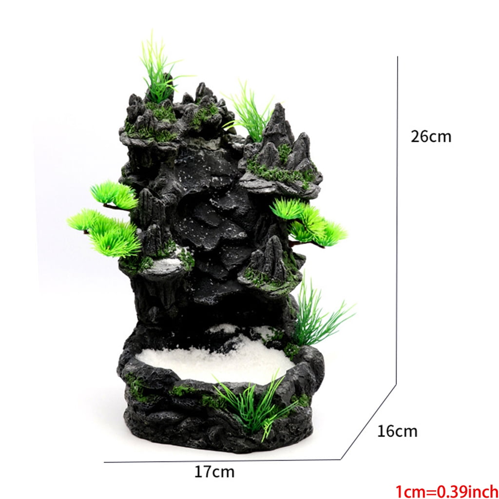 HEMLBOYW Aquarium Sand Waterfall Mountain Tree View Fish for Decorations Small Terrain Scenery Ornament for Habitat