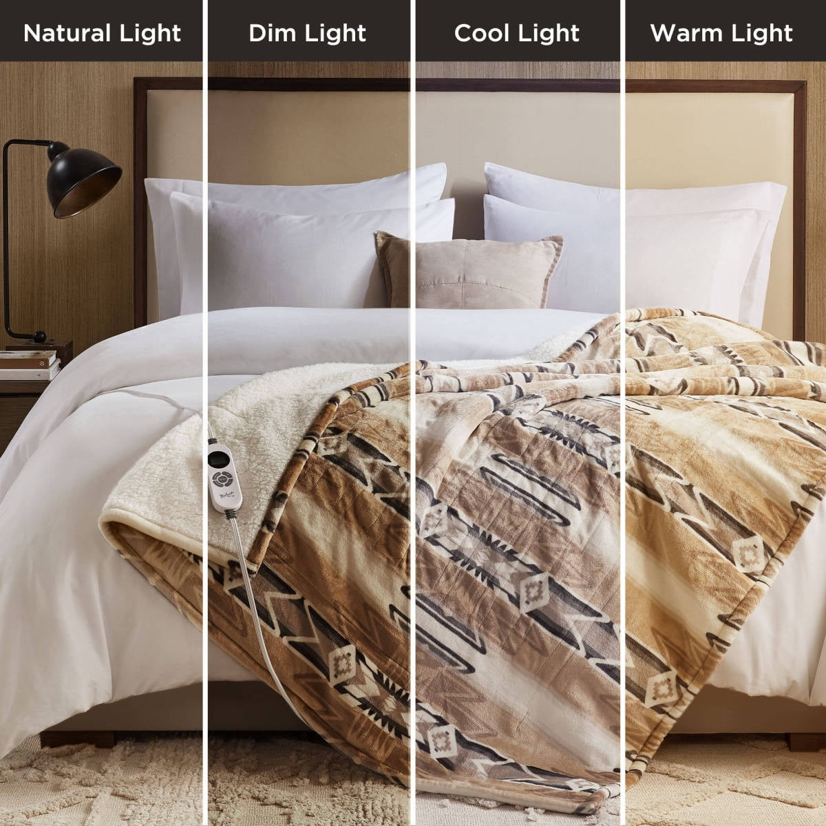 1-Piece 50x60 Inch Heated Throw Blanket Soft Fleece Aztec Pattern Electric Throw with 3/6 Heat Settings  Auto-Off Machine Washable for Bedroom Living Room Sofa Home Use