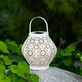 thumbnail image 2 of Allsop Home & Garden Punched Metal Daisy Lantern - Cannoli Cream, 2 of 5