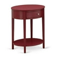 thumbnail image 2 of NL19F-1HI13 2 Pc Bedroom Set - 1 Full Bed White Velvet Fabric Headboard and 1 Small Night Stand - Burgundy Finish Nightstand, 2 of 8