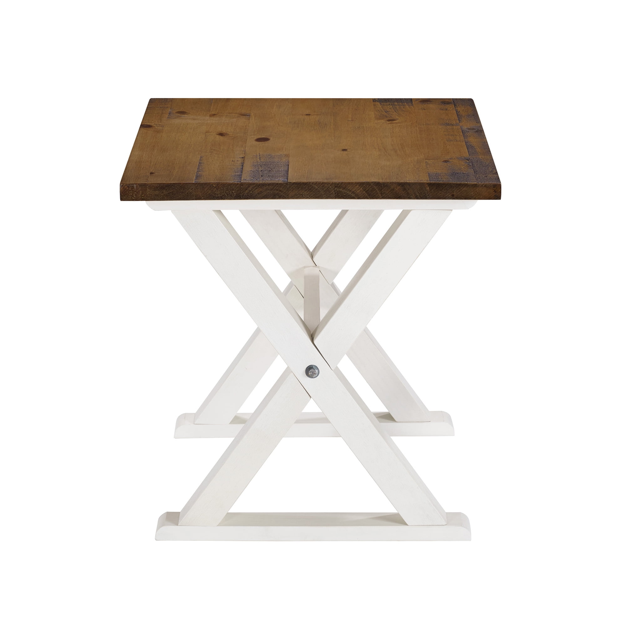 Manor Park Rustic Farmhouse Distressed Wood Side Table, White Wash