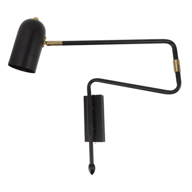 YLSHRF Swing Arm Wall Sconce Iron Black Hardwired E27 Bedroom Lighting
