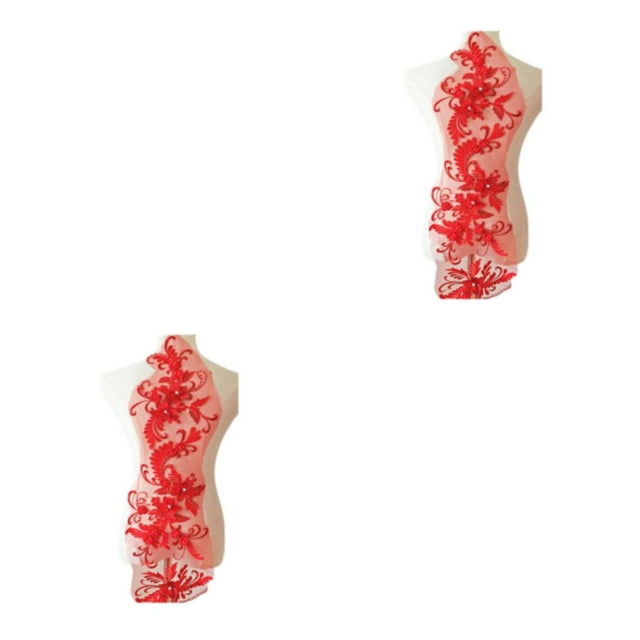 Baohd Robe en Dentelle Époustouflante Patch Applique pour Vêtements à la Mode Robe de Mariage Élégante et à la Mode Unique Rouge 2ensemble