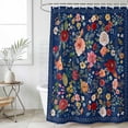 thumbnail image 6 of Navy Blue Flowers Shower Curtain Set - Standard 72" x 72" Washable Bathtub Curtain with 12 Hooks, Spring Vintage Floral Leaves Farmhouse Waterproof Fabric Stall Shower Curtains for Bathroom Décor, 6 of 6