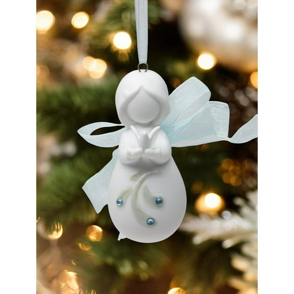 Ceramic Angel Ornament with Dove 1.5in Religious Gift Christmas Tree Decor