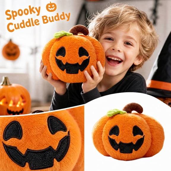 Halloween Pumpkin Plush Toy, 6.69 in Cute Soft Stuffed Pumpkin Doll, Spooky Plushie for Party Decor, Fall Home Display, Halloween Gift and Seasonal Decoration,A