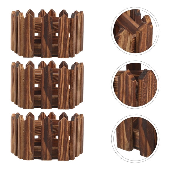 UPKOCH Barrel Planters Outdoor Wooden Flowerpots Brown Planting Rustic Style 3Pcs