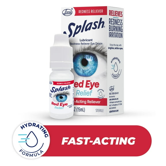 Splash Redness Reliever Drops for Fast-Acting Brighter Eyes Hydrating Formula, Daily Use 0.5 fl oz