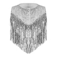 thumbnail image 6 of YiZYiF Girls 2Pcs Metallic Gloss Disco Dance Outfit Sequins Fringed Top with Split Bell Bottom Pants Dancewear Silver 8, 6 of 7