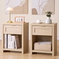 thumbnail image 4 of ARKANTO Nightstands Set of 2, Farmhouse Night Stand Bedside Table with Drawer and Storage Shelf, Wood Side End Table for Bedroom, Living Room, Light Oak, 4 of 9