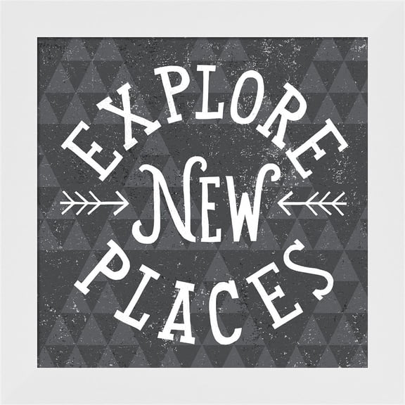 Great Art Now Mod Triangles Explore New Places by Michael Mullan, Framed Wall Art, 14W x 14H