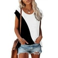thumbnail image 3 of EQWLJWE Hauts d'Été pour Femmes Hauts pour Femmes Liquidation Mode Femmes Mode Manches Courtes Col Rond T-shirt Imprimé Blouse Hauts Amples, 3 of 6