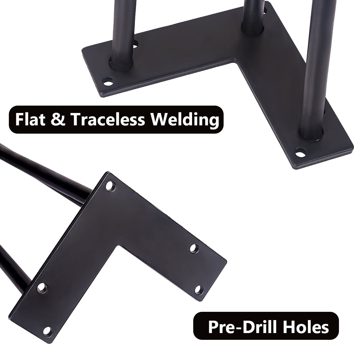 28" Heavy-Duty Hairpin Legs (8-Pack), Industrial Steel Table & Desk Risers w/ Scratch-Free Rubber Pads - DIY Furniture Upgrade, Black