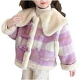 thumbnail image 2 of QingYiHua 4-16 Years Girl's Winter Fleece Coat Jacket Long Sleeve Buffalo Plaid Sherpa Fleece Teddy Coat Lapel Button Up Winter Warm Outwear on Clearance, 2 of 5