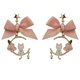 thumbnail image 2 of Pendientes pequeños con lazo rosa y flores, para mujer, 2 of 8