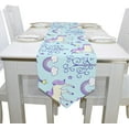 thumbnail image 4 of ColourLife Table Runner Unicorn Theme On Light Blue Washable Table Cloth Runner for Holiday Home Wedding Table Top Decoration 13x70 Inches, 4 of 5