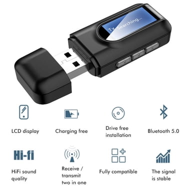 2 in 1 Wireless Audio Bluetooth Adapter USB Bluetooth 5.0 Transmitter Receiver for Notebook Desktop TV