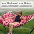 thumbnail image 3 of Sunnydaze 2-Person Polyester Rope Spreader Bar Hammock with Stand/Pad, 275 lb Capacity - Royal Red, 3 of 18
