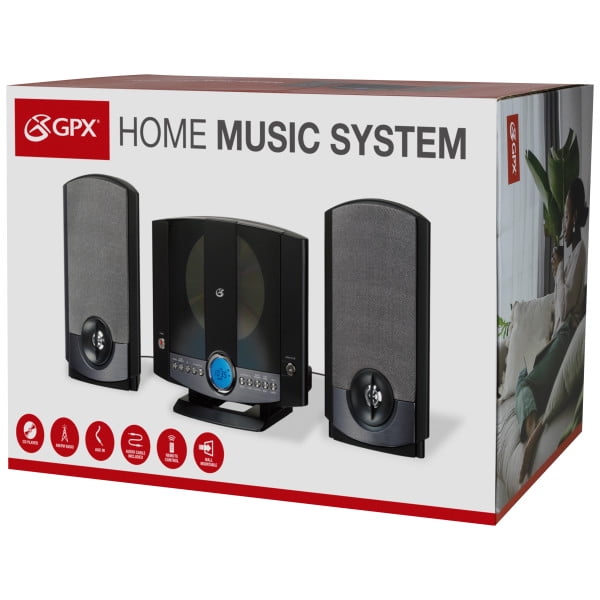 GPX Compact Home Music System with AM/FM, CD Player, and Stereo