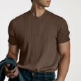thumbnail image 2 of Fgnfyis Men's Muscle T Shirts Stretch Short Sleeve Bodybuilding Workout Tee Shirts Ribbed Knit Shirt Mens T-shirts Brown L, 2 of 5