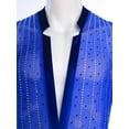 thumbnail image 6 of zdhoor Men's Latin Waltz Tango Dance Leotard Long Sleeve Deep V-neck Velvet Patchwork Rhinestones Bodysuit Blue XL, 6 of 7