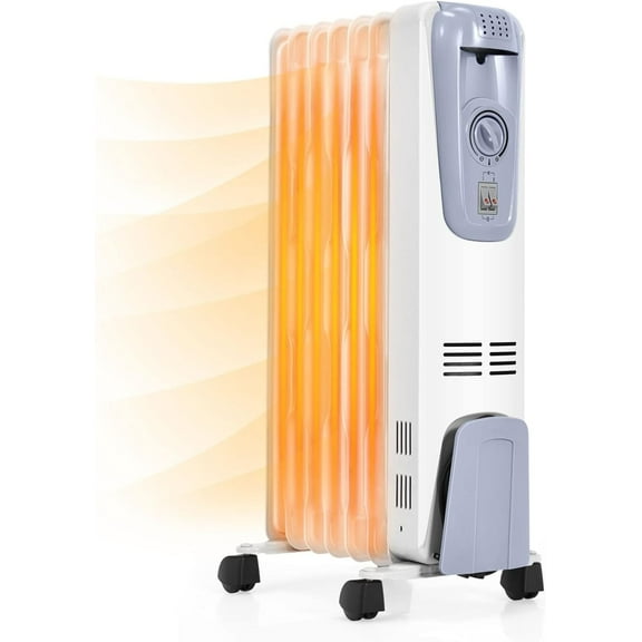 CSPP 1500W Oil Filled Radiator Heater, Electric Space Heater with Adjustable Thermostat, 3 Heat Settings, Overheat & Tip-Over Protection, Oil Filled Heaters for Indoor Use Room Office Home