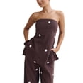 thumbnail image 3 of Women’s Polka Dot Tube Top and Wide Leg Pants 2 Piece Casual Outfit Set, 3 of 8
