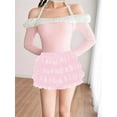 thumbnail image 2 of Women Y2K Lace Multi-Layered Bloomers, Ruffle Shorts, Short Pumpkin Pants, Elastic Waist Sweet Pettipants Pink XL, 2 of 5