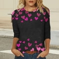 thumbnail image 4 of Mifsaly Womens Valentine Shirt Tunic 3/4 Sleeve Heart Print Tshirts Festival Loose Crewneck Pullover Tops Lightweight Cozy Blouse Girlfriend Gifts Outfits XXL, 4 of 6