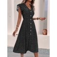 thumbnail image 6 of Elegant Summer Dresses for Women: Casual Boho Floral Midi Dress with V-Neck and Button Down Design Black XXL, 6 of 7