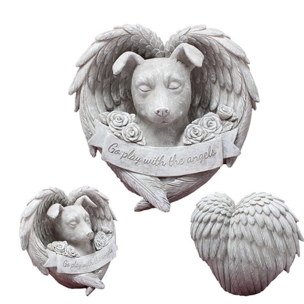 Durmiendo En Alas De Ángel, Estatua Conmemorativa Para Mascotas, Artesanías De Resina, Monumentos Para Perros, Adornos Tradicionales De Lápida Sepulcral Vogacara HA039908-01